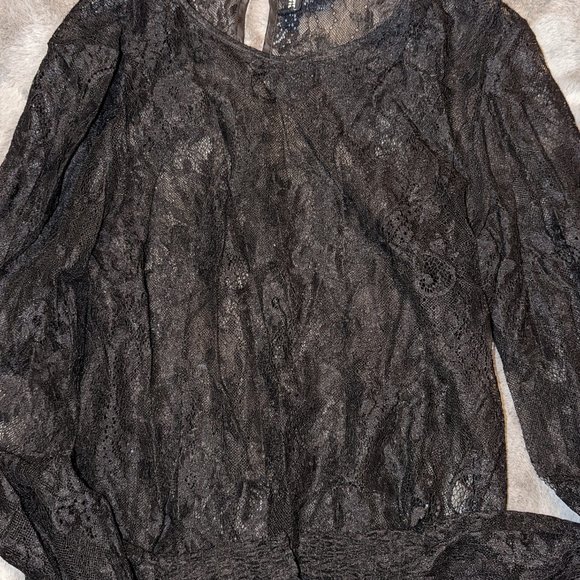Black Lace H&M Divided See Through Top Size 0 - Picture 3 of 4